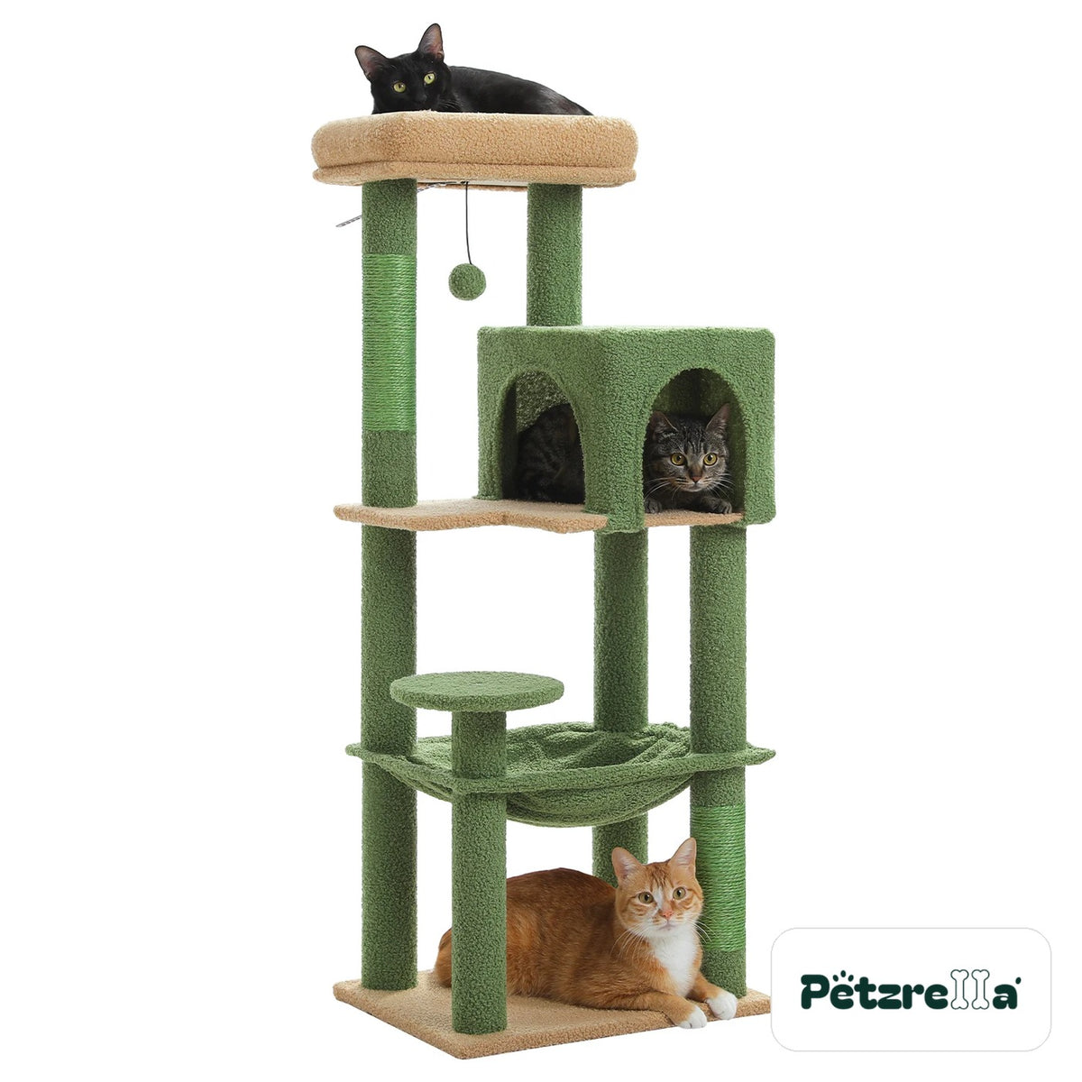 Petzrella cat tree 113 cm 5 levels green