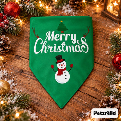 Petzrella Christmas Dog Bandana – Green Snowman design