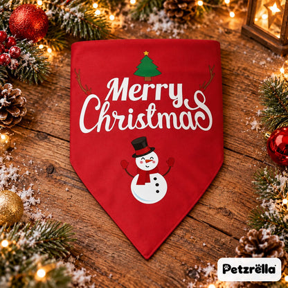 Petzrella Christmas Dog Bandana – Red Snowman design