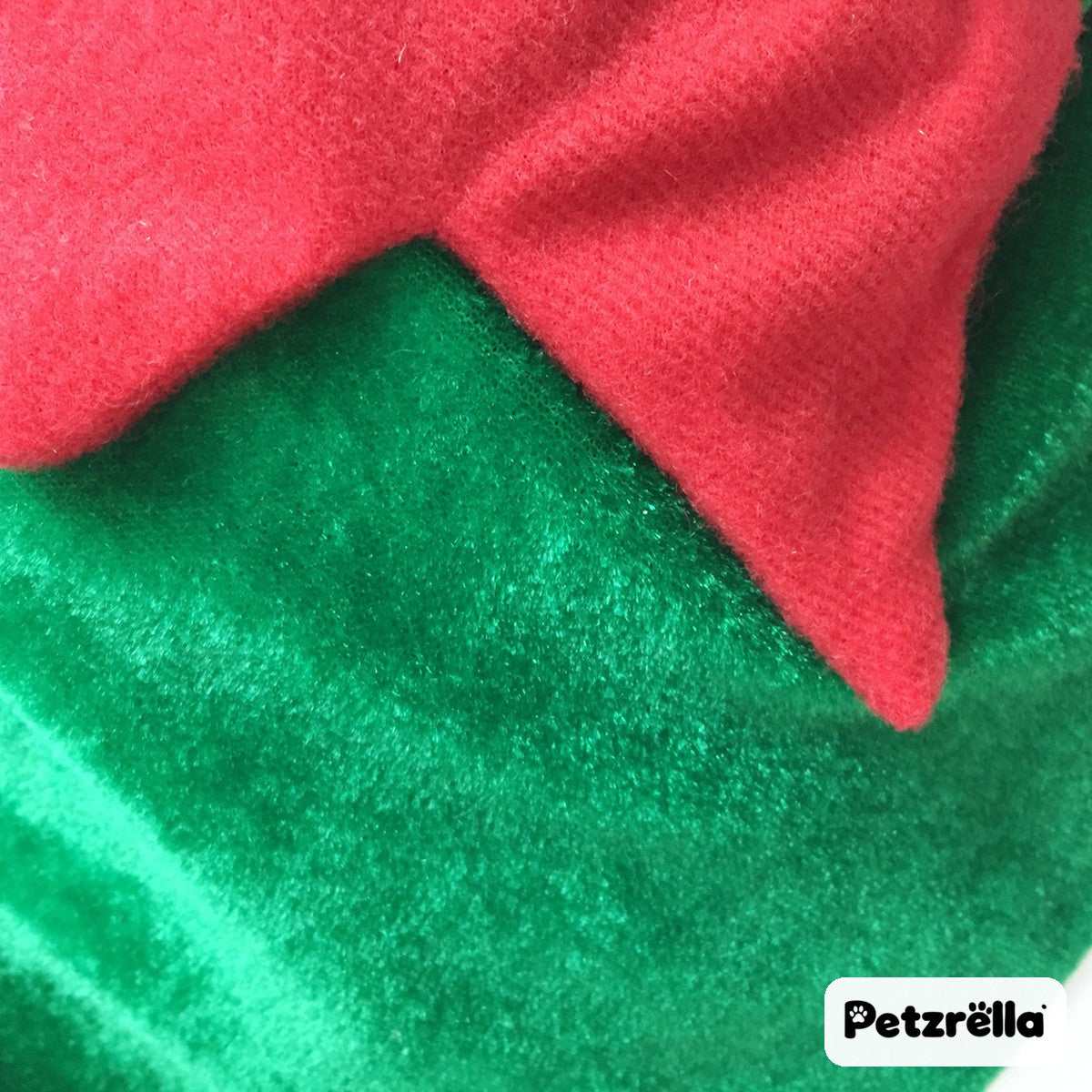 Petzrella Christmas pet costume, velvet fabric detail