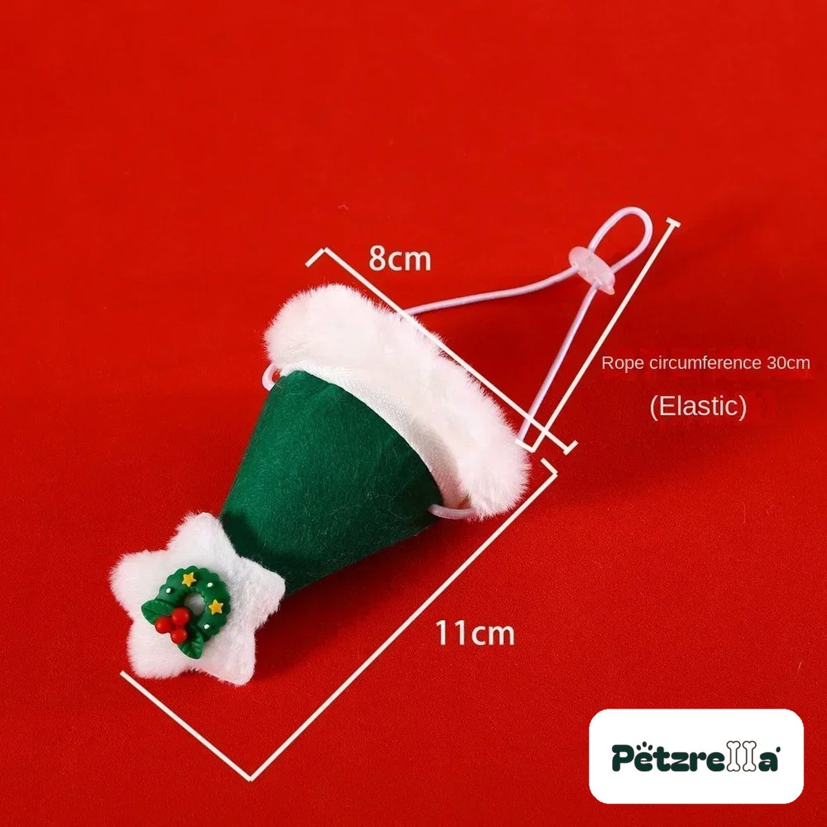 Petzrella Christmas hat size – 11 cm high, 8 cm brim, elastic strap 30 cm
