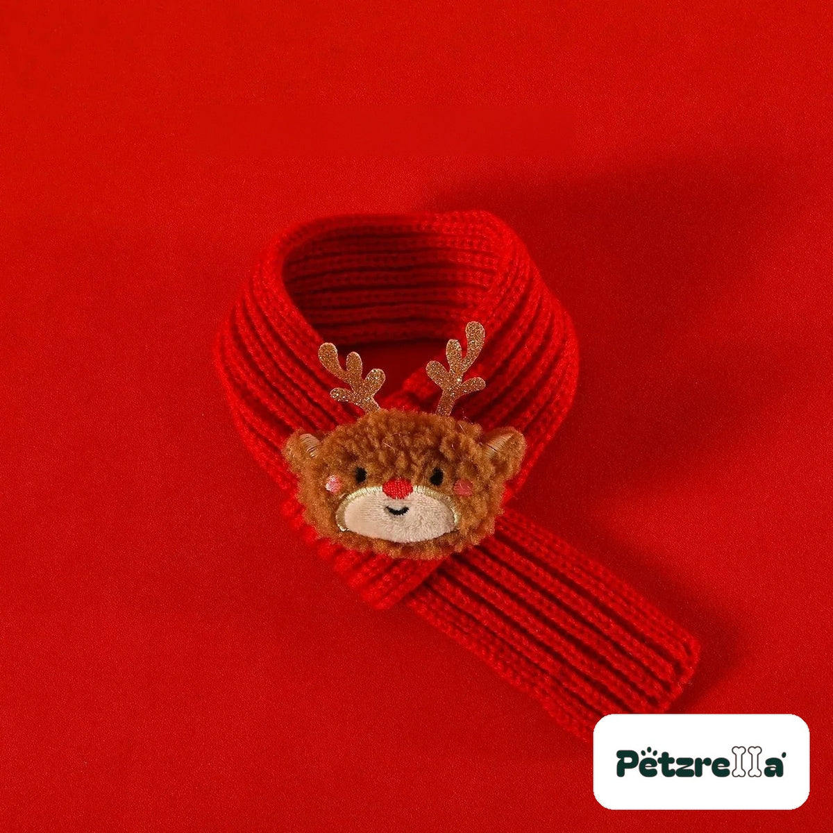 Petzrella Christmas scarf size M red with reindeer
