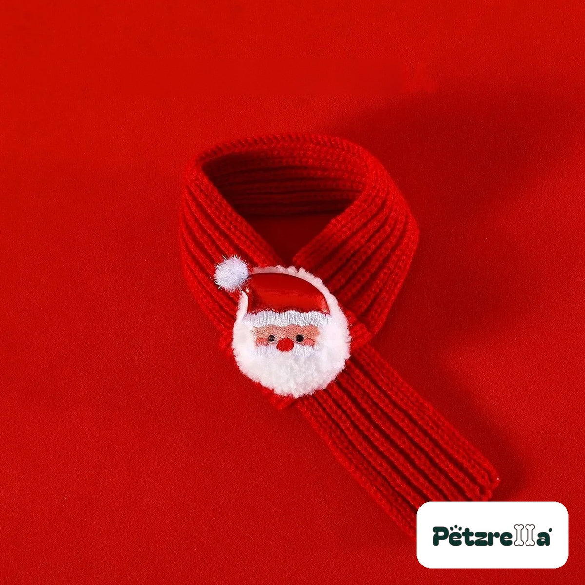 Petzrella Christmas scarf size M red with Santa Claus