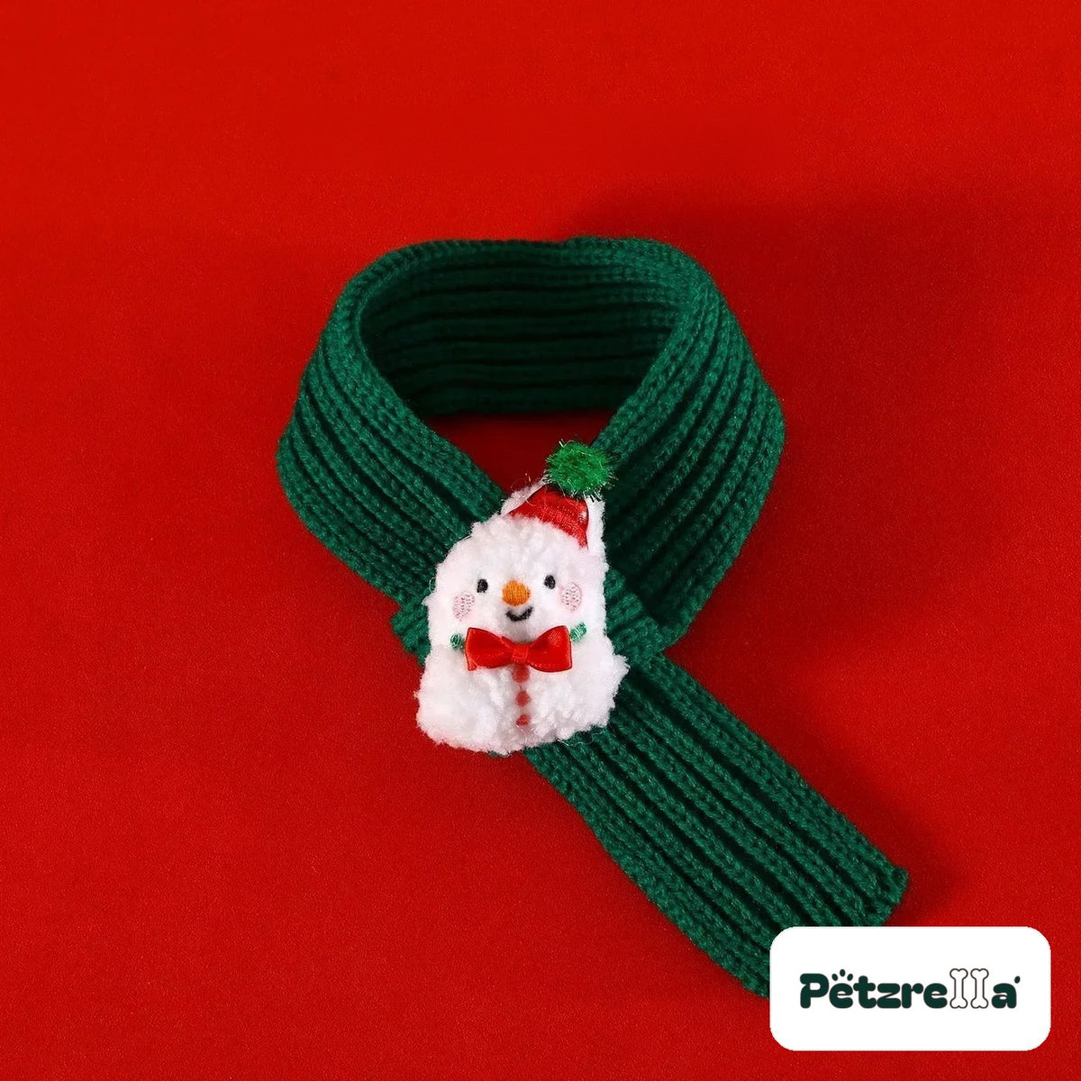 Petzrella Christmas scarf size M green with snowman