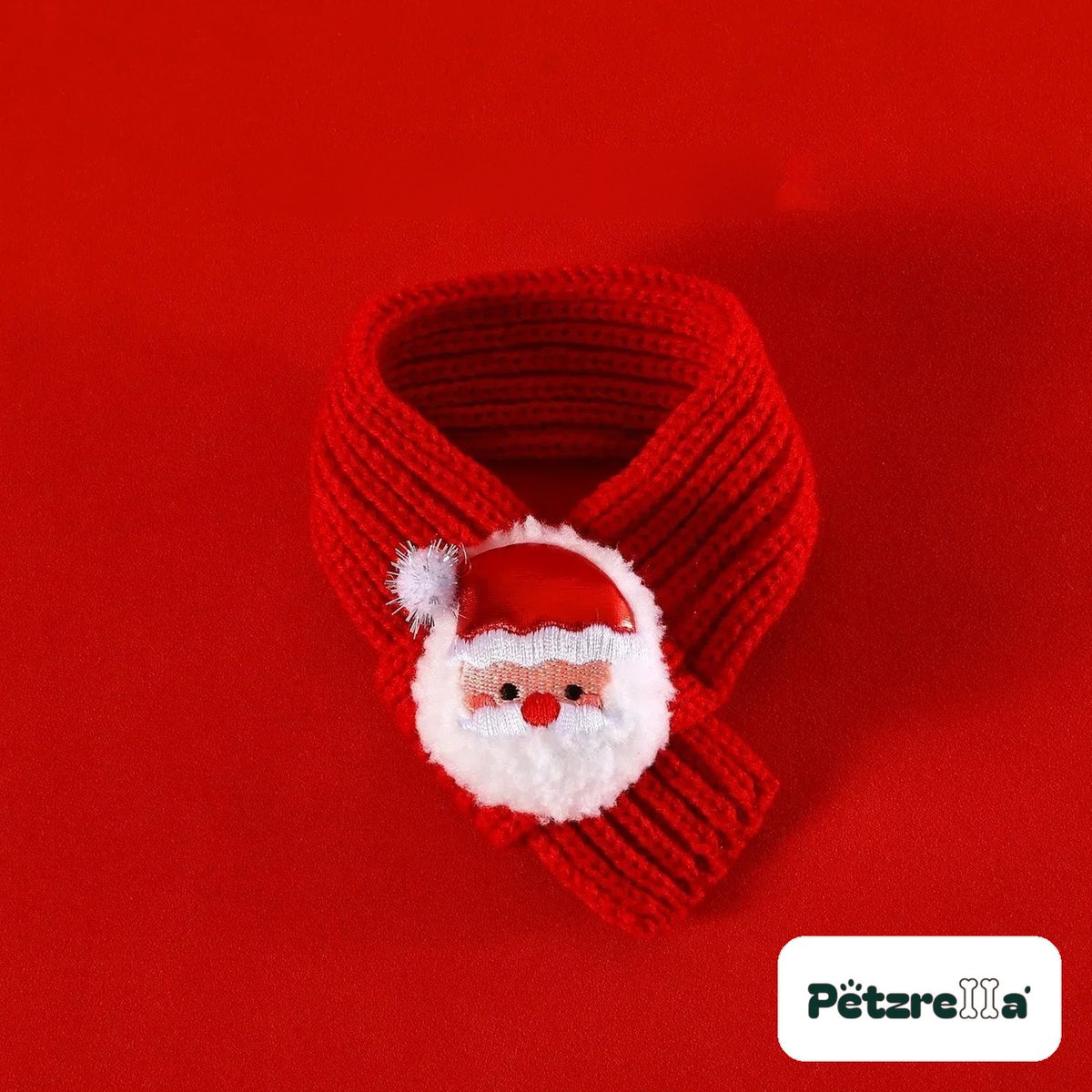 Petzrella Christmas scarf size S red with Santa Claus