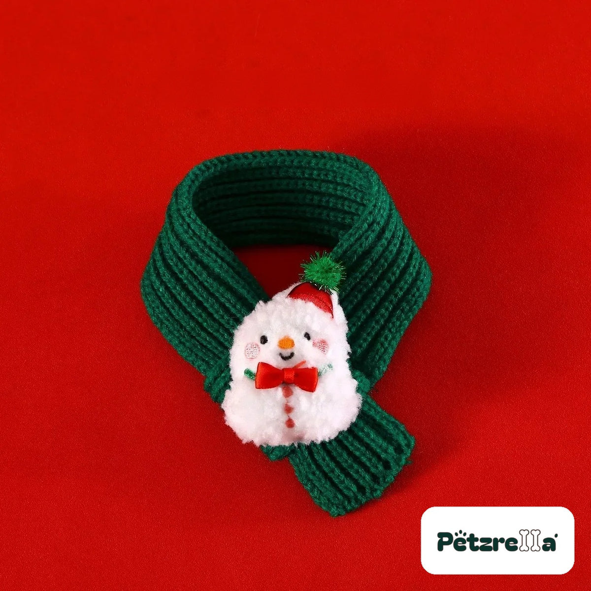 Petzrella Christmas scarf size S green with snowman