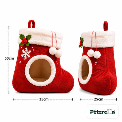 Petzrella Christmas Stocking Cat Bed dimensions 50 cm high, 35 cm long, 25 cm wide