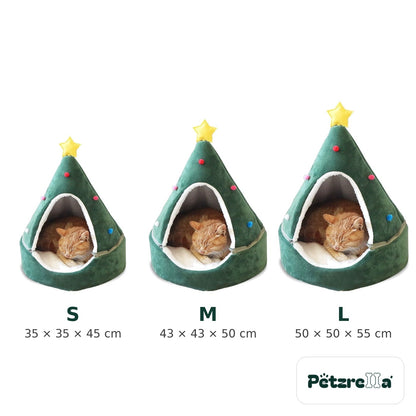 Petzrella Christmas Tree Cat Cave sizes S 35x35x45 cm, M 43x43x50 cm, L 50x50x55 cm