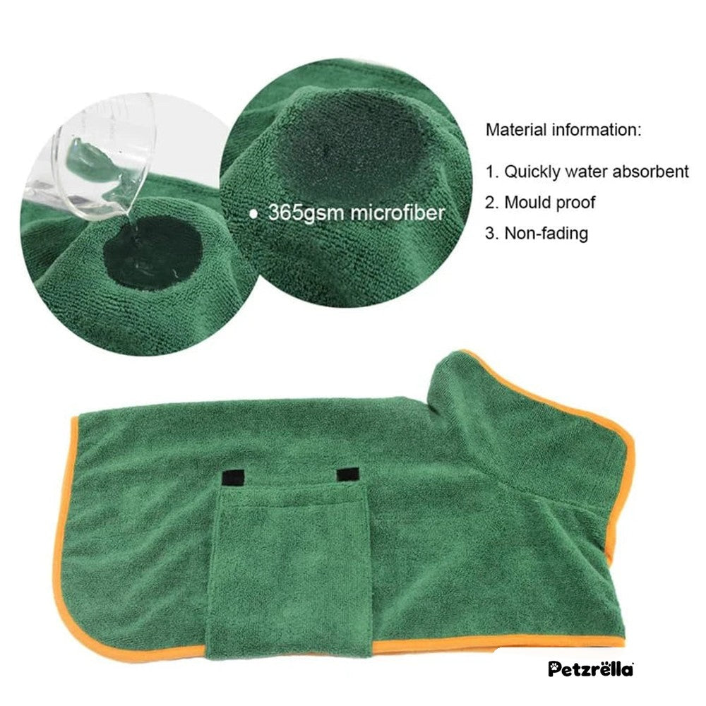 Petzrella dog bathrobe 365 gsm microfibre detail