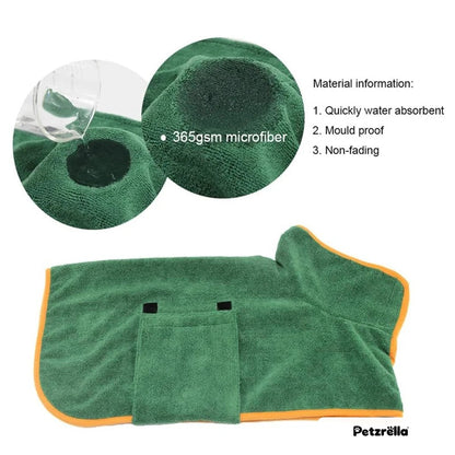 Petzrella dog bathrobe 365 gsm microfibre detail