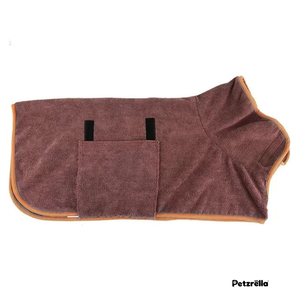 Petzrella microfibre dog bathrobe in brown