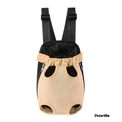 Petzrella Pet Front Carrier features: side zips, elastic neck band, mesh, straps