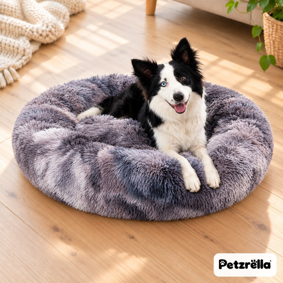 Petzrella Round Plush Pet Bed – Cozy Donut Cushion