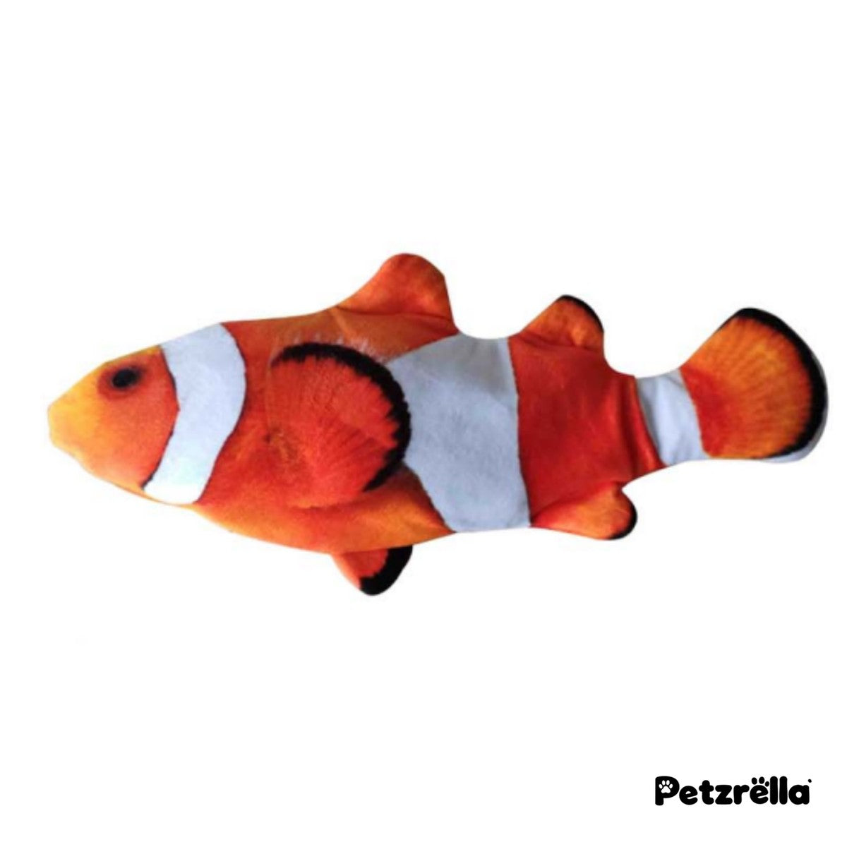 Petzrella flopping fish cat toy, clownfish
