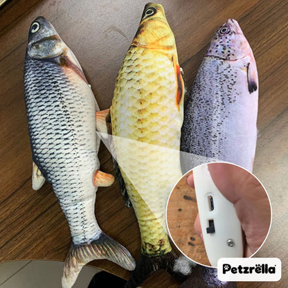 Petzrella flopping fish cat toy, on and off switch