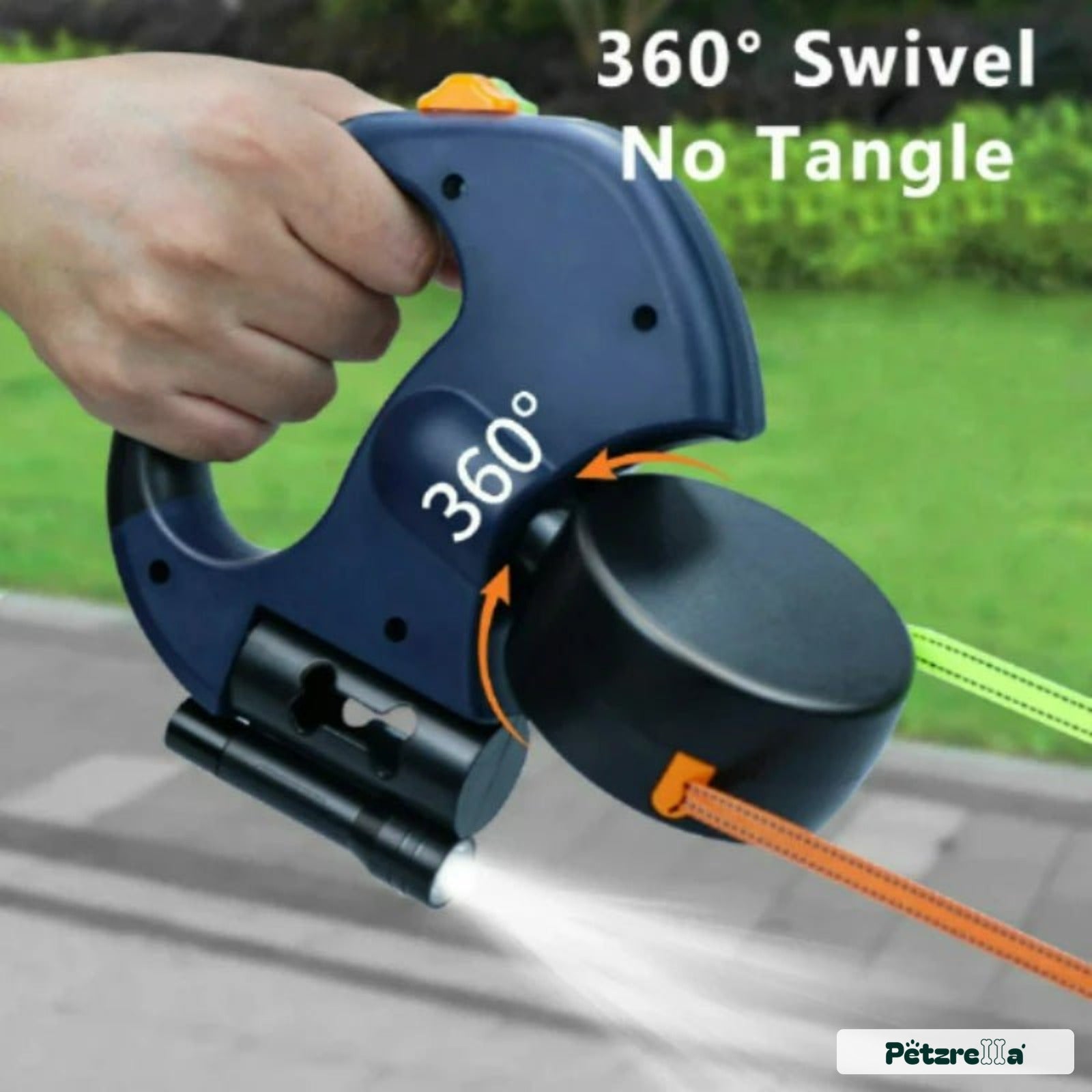 Petzrella Auto-Retractable Double Dog Leash 3M LED