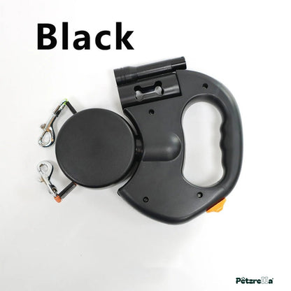 Petzrella Auto-Retractable Double Dog Leash 3M LED