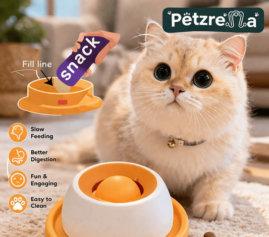 Petzrella Lick Soothing Bowl for Calm Pets – Orange