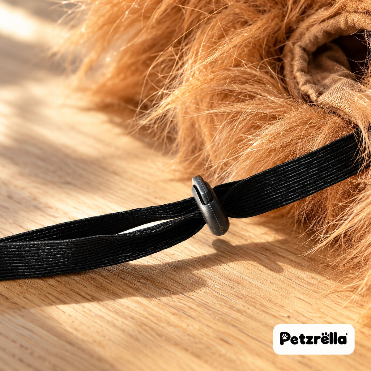 Petzrella lion mane elastic chin strap with toggle, detail