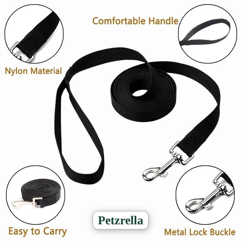 Petzrella training leash features: nylon, handle, metal buckle