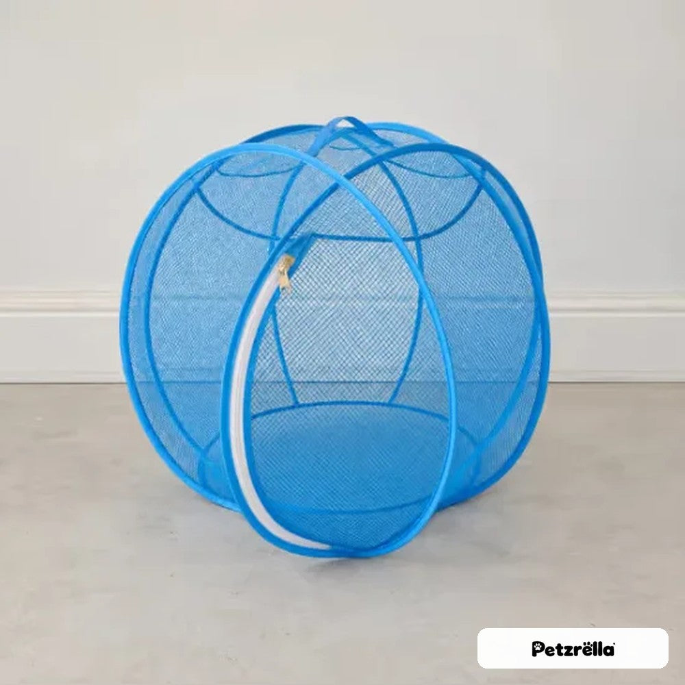 Petzrella Rolling Cat Ball pop-up mesh playpen in blue