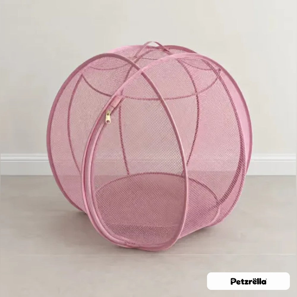 Petzrella Rolling Cat Ball pop-up mesh playpen in pink