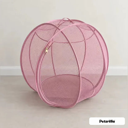 Petzrella Rolling Cat Ball pop-up mesh playpen in pink