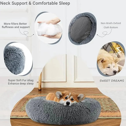 Petzrella Round Plush Pet Bed – 6 Sizes for Cats & Dogs - Petzrella Kft.