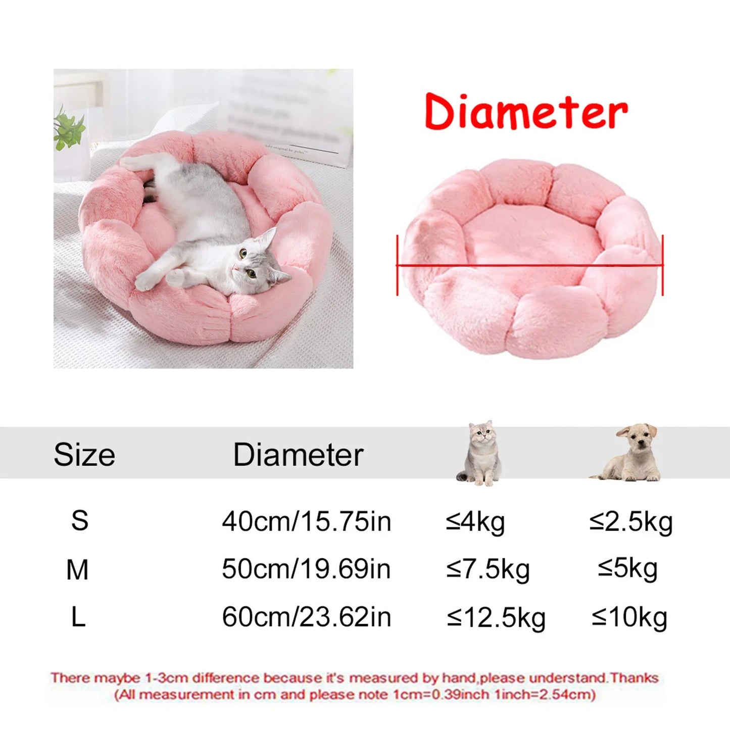 Petzrella Round Plush Pet Bed – 6 Sizes for Cats & Dogs - Petzrella Kft.