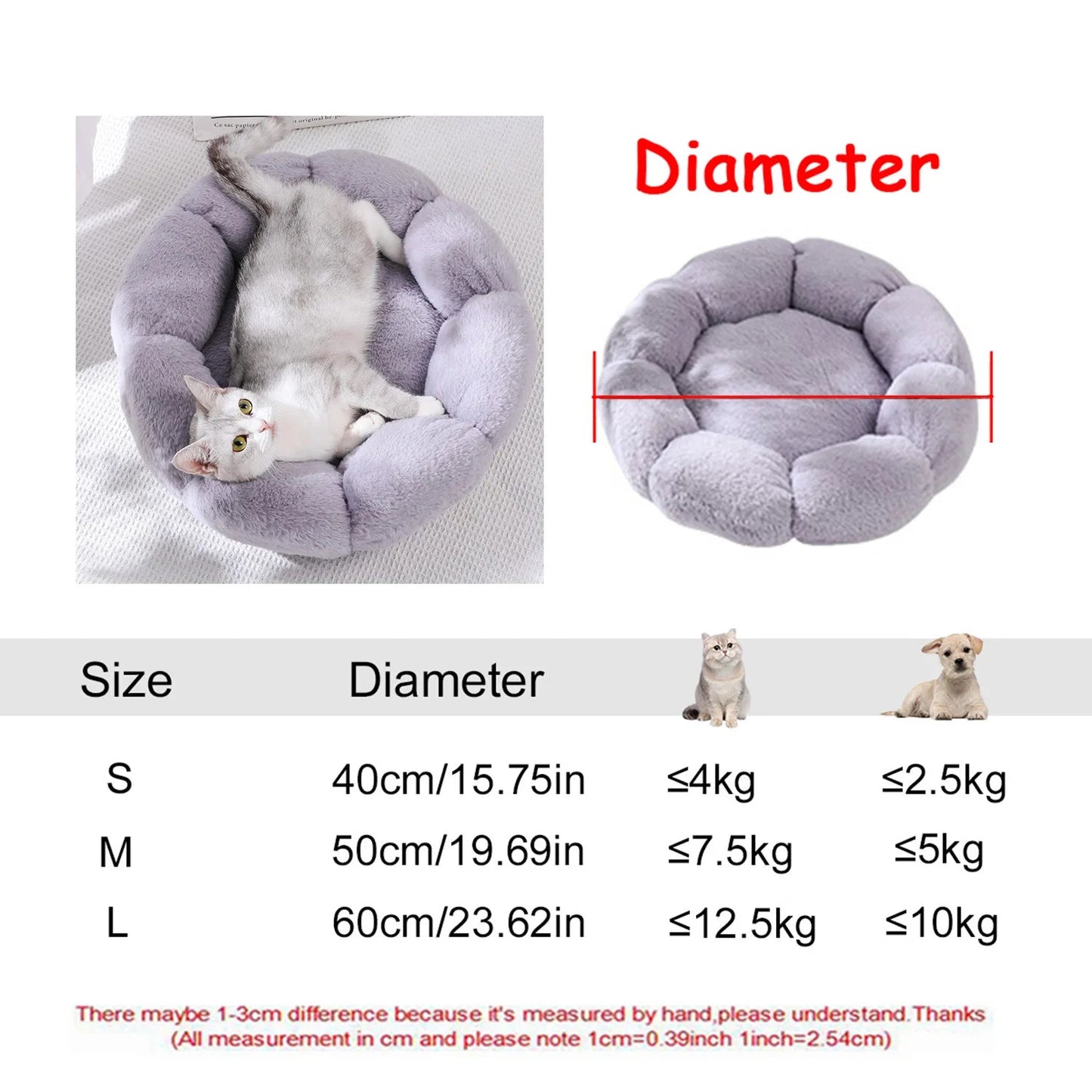 Petzrella Round Plush Pet Bed – 6 Sizes for Cats & Dogs - Petzrella Kft.