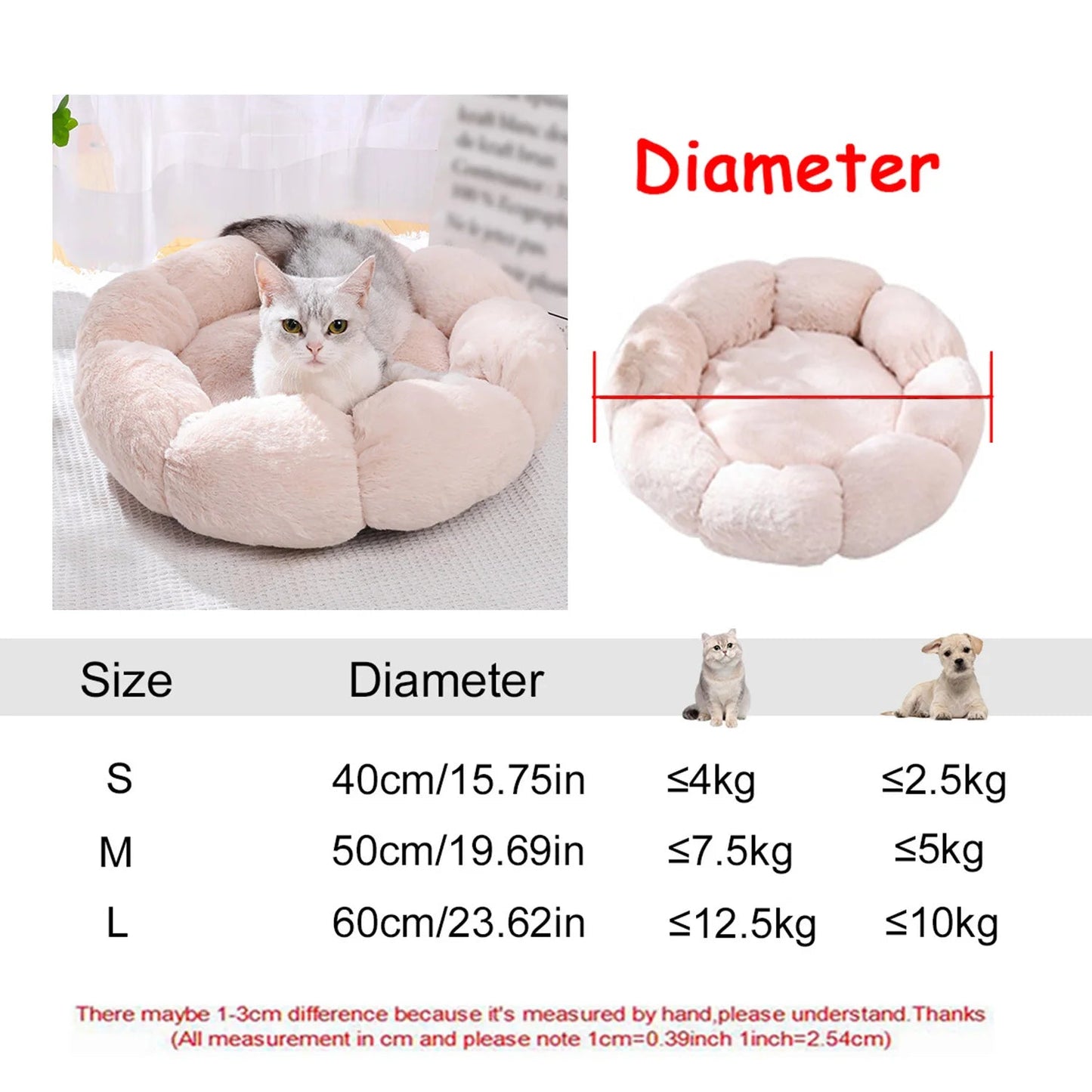 Petzrella Round Plush Pet Bed – 6 Sizes for Cats & Dogs - Petzrella Kft.