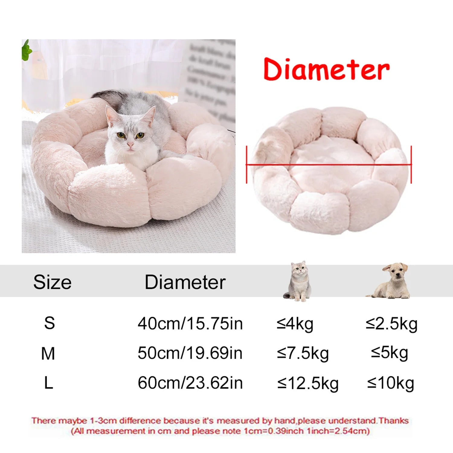 Petzrella Round Plush Pet Bed – 6 Sizes for Cats & Dogs - Petzrella Kft.