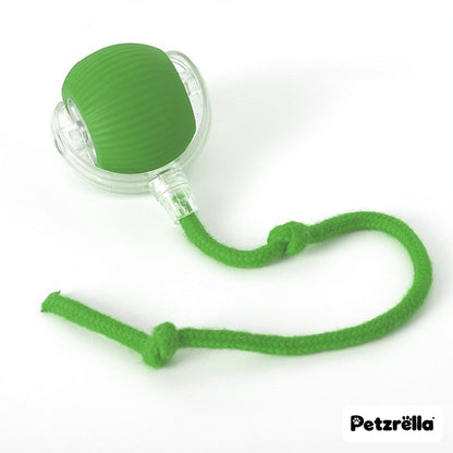 Petzrella smart rolling cat ball with green rope tail, product photo