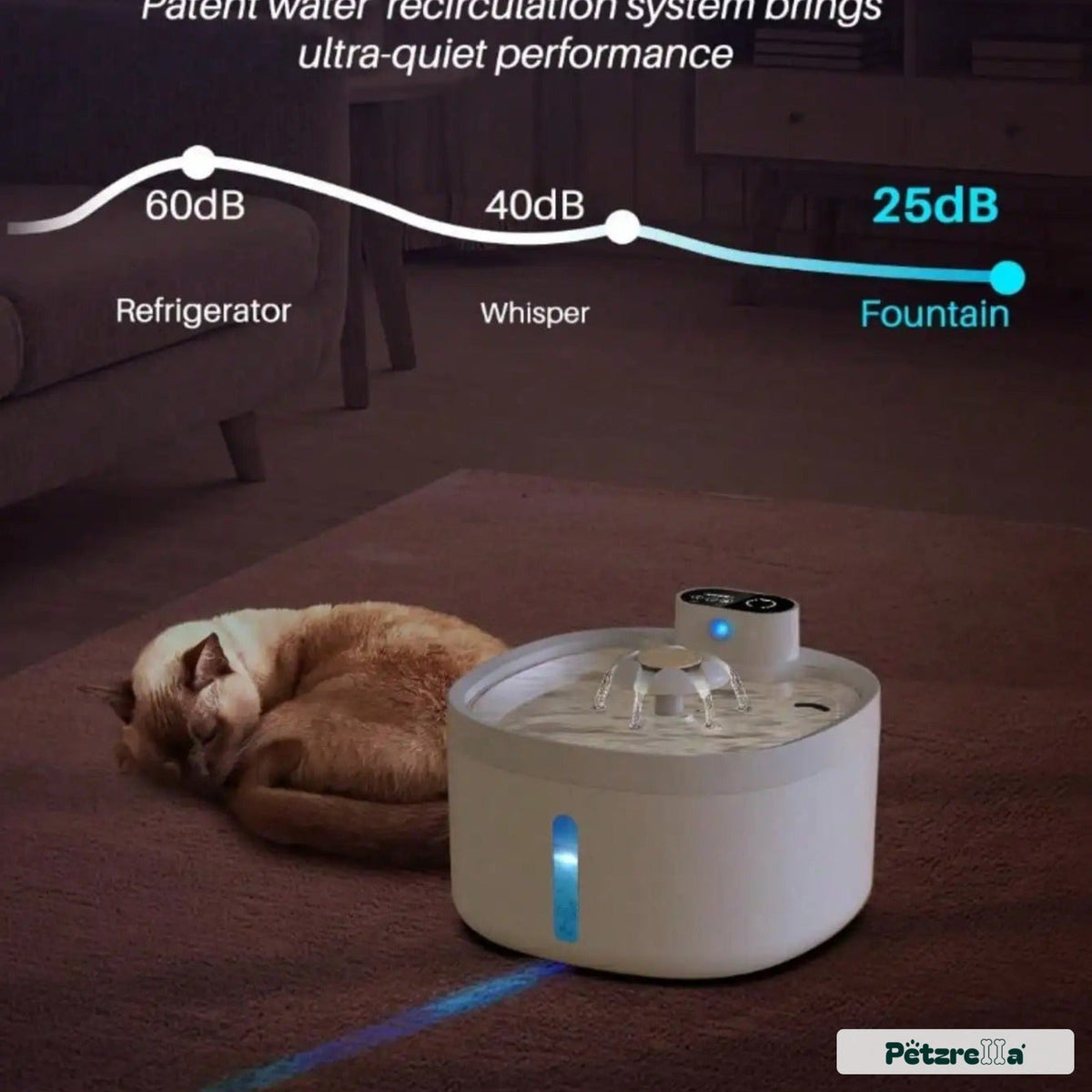 Petzrella Wireless Automatic Cat Water Fountain – 2.6L Stainless Steel with Sensor - Petzrella Kft.