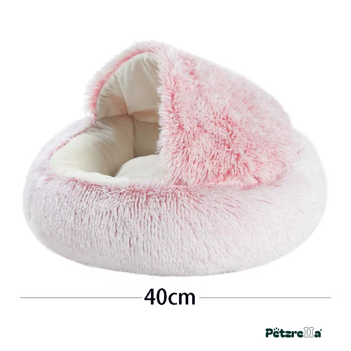 Petzrella Hooded Plush Cat Bed – 40 cm size