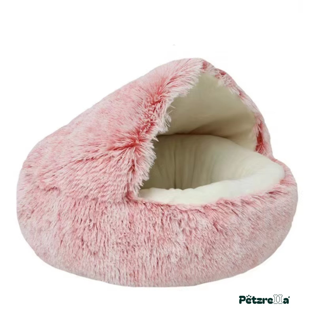 Petzrella Hooded Plush Cat Bed – Pink