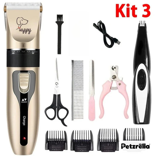 Petzrella Quiet Dog Clipper Kit with combs and accessories