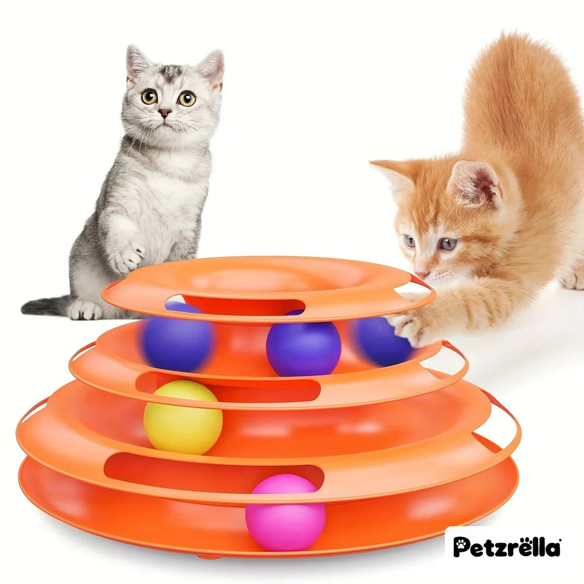 Petzrella Cat Toy Tower with rolling balls and kittens