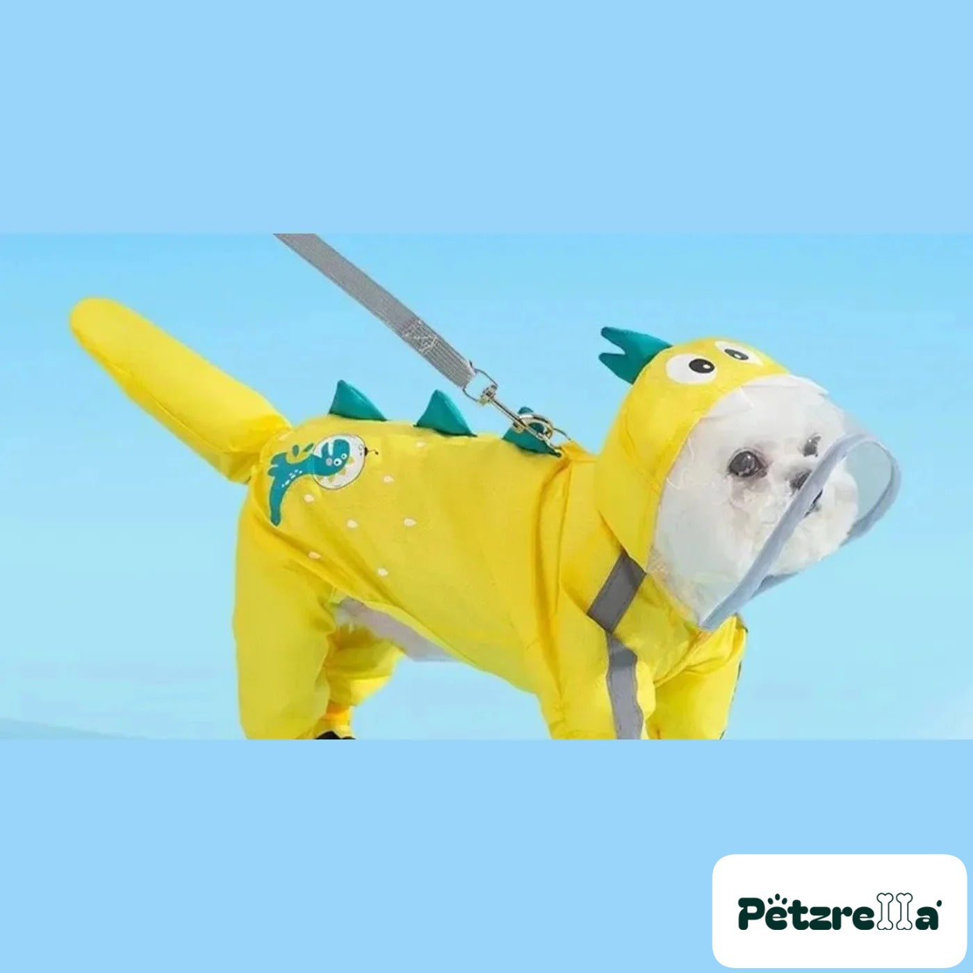 Petzrella All-In-One Waterproof Dog Rain Poncho – Dinosaur / L weight 4.5-6 kg