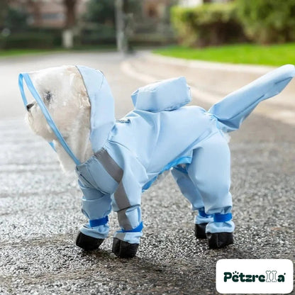 Petzrella All-In-One Waterproof Dog Rain Poncho – Blue Cloud / XS weight 1-2 kg