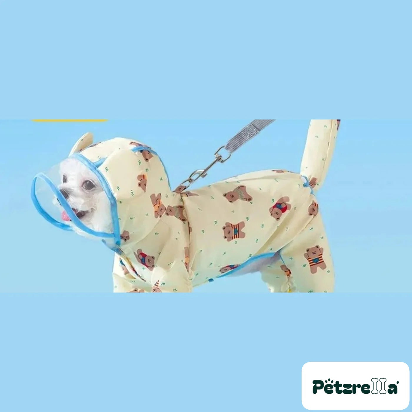 Petzrella All-In-One Waterproof Dog Rain Poncho – Yellow Bear / L weight 4.5-6 kg