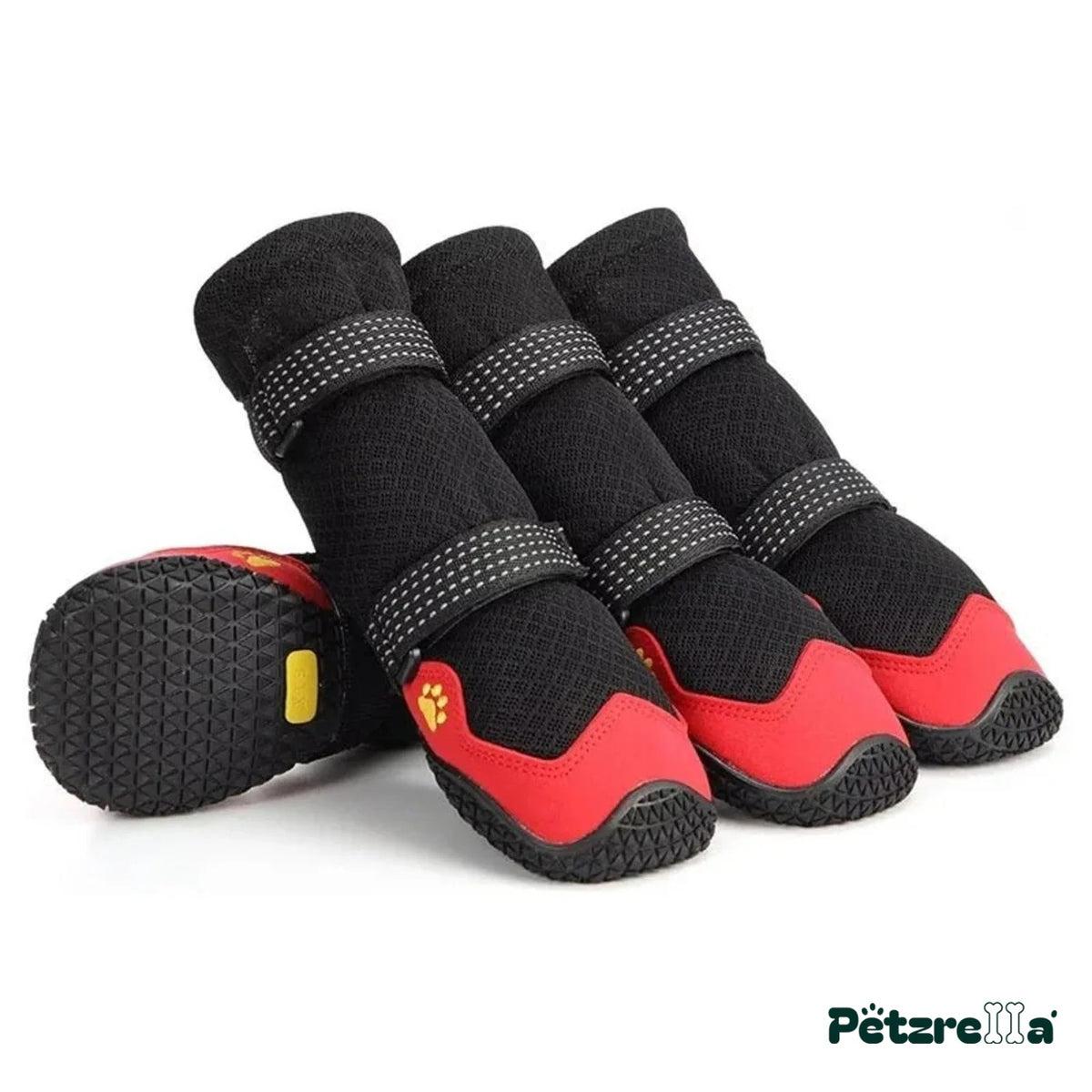Petzrella All-Weather Rugged Dog Boots – 4PCS-Red / Size 8-3.35x2.95in