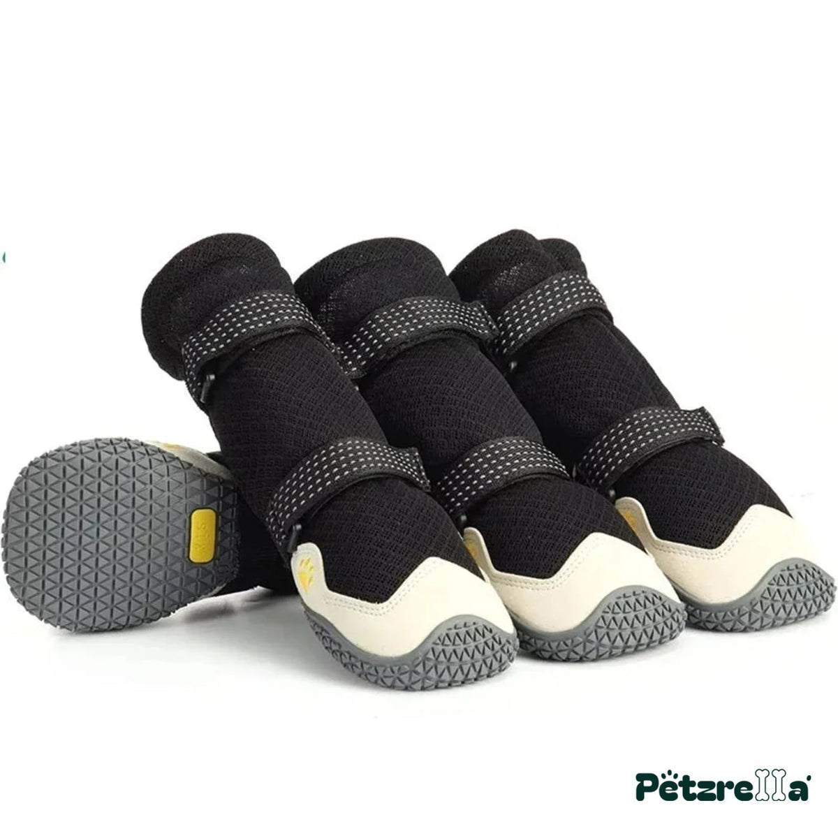 Petzrella All-Weather Rugged Dog Boots – 4PCS-Black / Size 8-3.35x2.95in