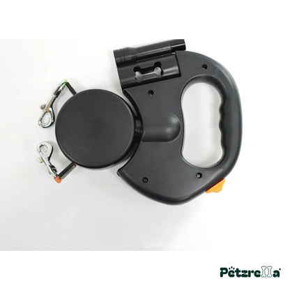 Petzrella Auto-Retractable Double Dog Leash 3M LED – Black - 3M