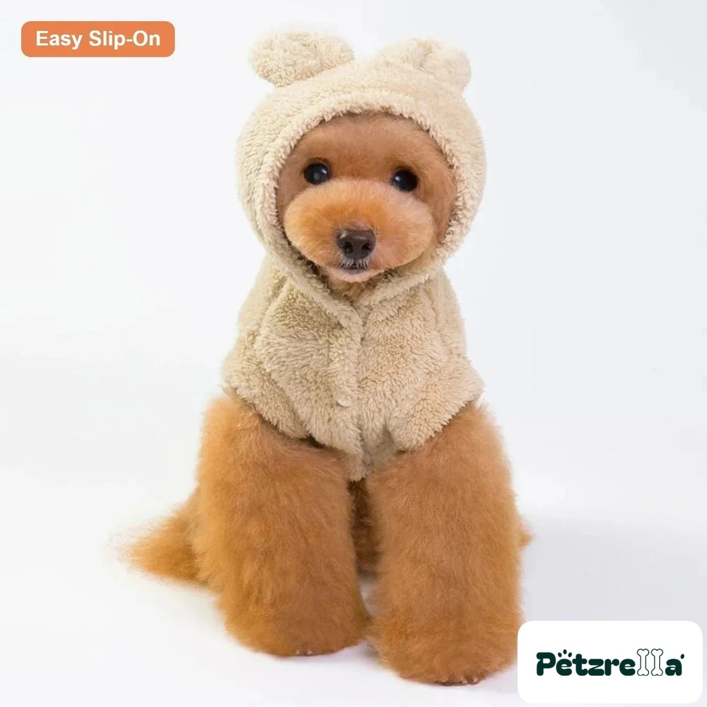 Petzrella Cuddle Bear Plush Hoodie – Beige / XXL