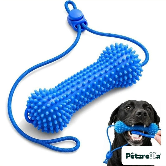 Petzrella Dog Dental Chew Toy with rope and bite-resistant PVC toothbrush