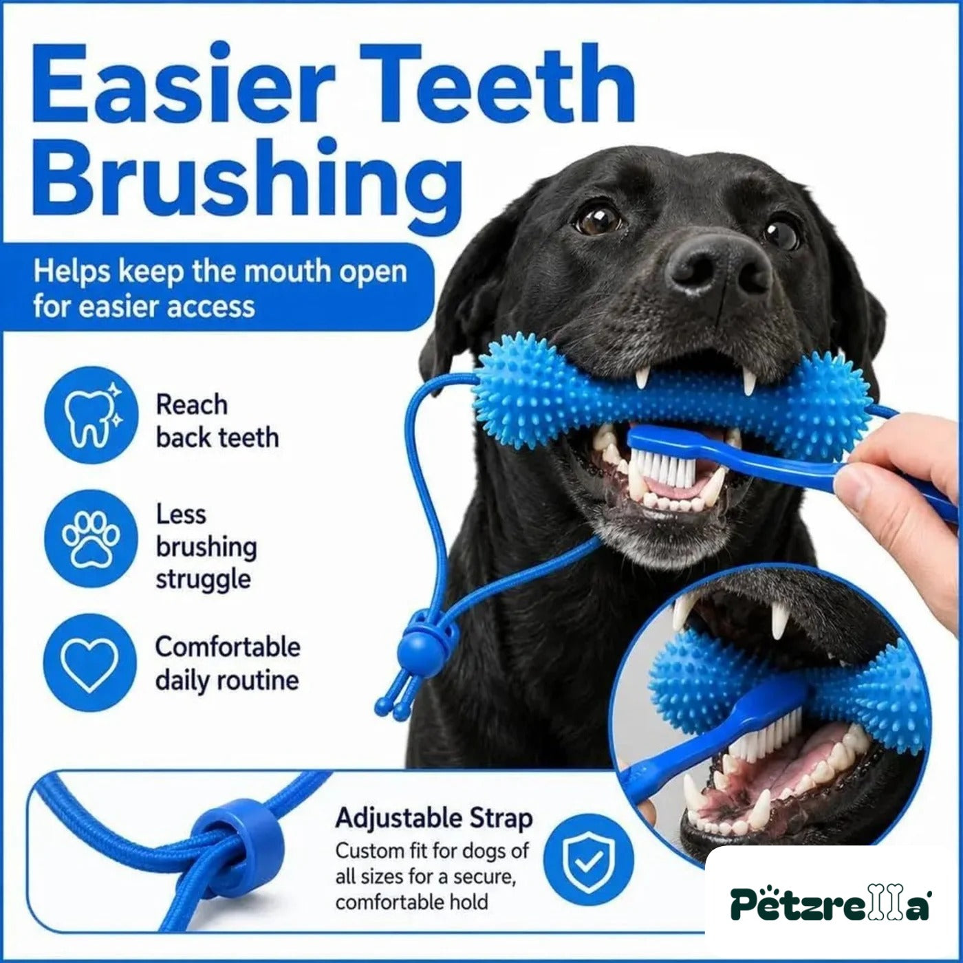 Petzrella Dog Dental Chew Toy – rope handle for tug play