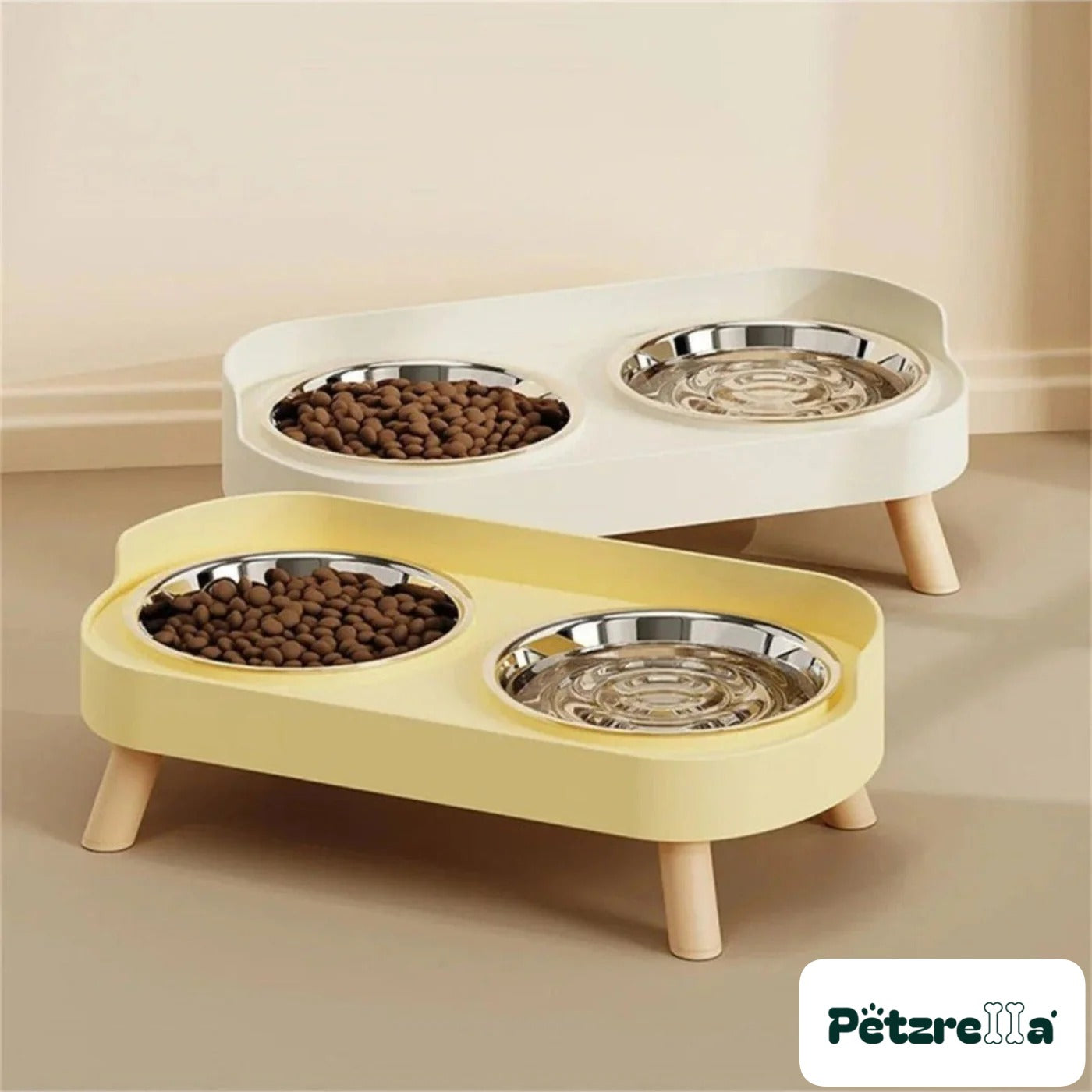 Petzrella Elevated Double Pet Bowl – Stainless Steel Feeder