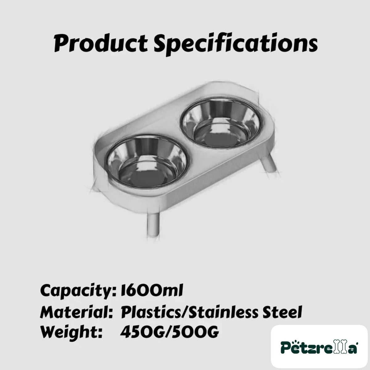 Petzrella Elevated Double Pet Bowl – view 3