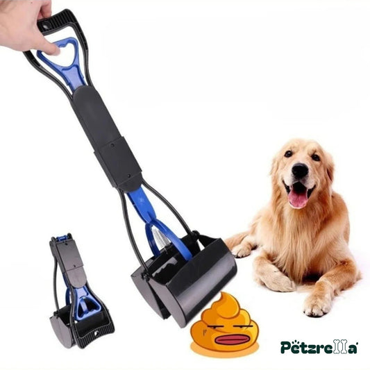 Petzrella Foldable Long Handle Pooper Scooper – Black